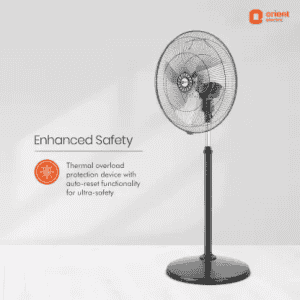 Orient Electric Tornado II Anti Dust Pedestal Fan | 3 Blade | 450MM | Black