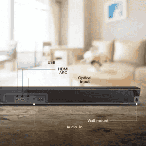 PHILIPS TAB7305 Bluetooth Soundbar with Wireless Subwoofer | Dolby Audio | HDMI ARC | Optical In 300 W | 2.1 Channel | Black