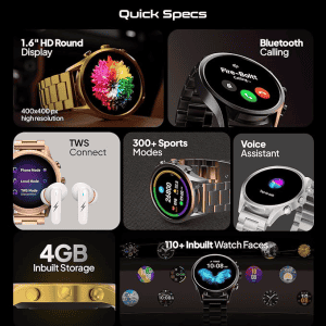 Fire-Boltt Infinity Luxe  Stainless Steel Luxury Smartwatch | Black