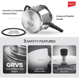 IMPEX EP3C5 Stainless steel pressure cooker combo 3 L, 5 L