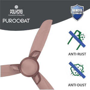 Polycab Purocoat Premium 1200 Ceiling Fan |1200 MM |  Revere Brown Copper