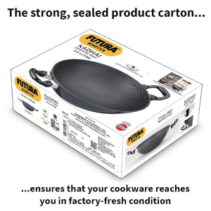 Hawkins Futura Nonstick Kadhai | 2.5 L | 26 cm | SS lid | Black