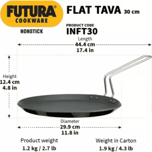 Hawkins Non Stick Flat Tawa | 30 cm | 4.88 mm | INFT30