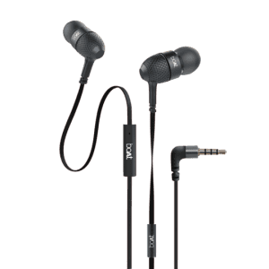 boAt BassHeads 228 | Wired Earphones with Super Extra Bass/Metallic Finish/Tangle-Free Cable and Gold Plated Angled Jack | Black