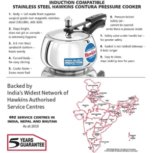 Hawkins Contura | 3 L Induction Bottom Pressure Cooker | SSC30 | Stainless Steel