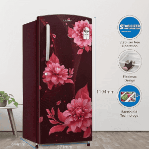 LLYOD Havells Direct Cool Standard Single Door Refrigerator | GLDC212SBWT2PB | 200 L/2 Star | Begonia Wine