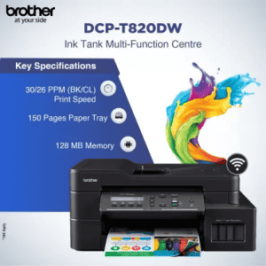 Brother DCP-T820DW Multi-function WiFi Color Ink Tank Printer | Black