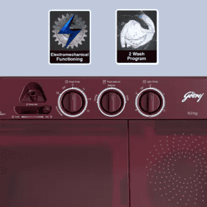 Godrej WSEDGE CLS 80 5.0 SN2 M WNRD  | Huricane dry spin Washing Machine Semi Automatic Top Load | 8 kg | 5 Star