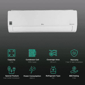 LG  Inverter Split A C | RS-Q24ENXE | 2 Ton/3 Star | White