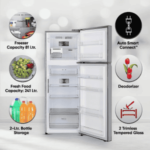 LG Frost-Free Smart Inverter Wi-Fi Double Door Refrigerator | 322 L | 3 Star | Shiny Steel | GL-T342TPZX
