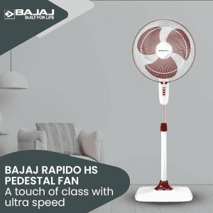 BAJAJ RAPIDO PEDESTAL FAN | 400 MM 251277 | WINE RED