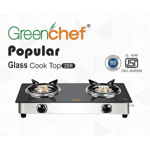GREENCHEF Popular Glass cook top 2 Burner Gas stove | Stainless Steel Body