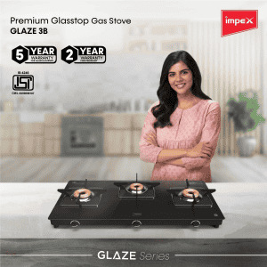 Impex Glasstop Glaze 3B Gas Stove | 3 Burner | Gas stove