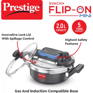 Prestige  Flip-on Mini 2 L Induction Bottom Pressure Cooker | Hard Anodized