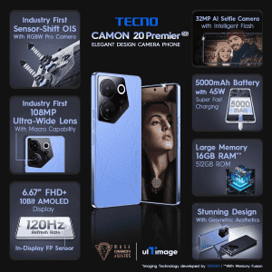 Tecno Camon 20 Premier 5G | 8GB/512 GB | SERENITY BLUE