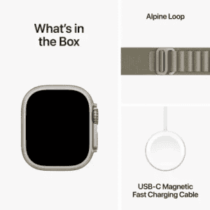 Apple Watch Ultra 2 | GPS + Cellular 49mm Titanium Case with Olive Alpine Loop  Large  | Olive Green Strap