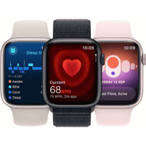 Apple Watch Series 9 | GPS 41mm Silver Aluminium Case with Storm Blue Sport Band | Silver Strap