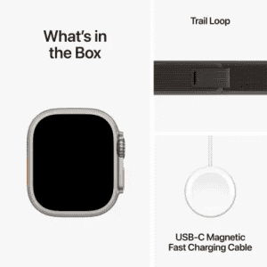 Apple Watch Ultra 2 | GPS + Cellular 49mm Titanium Case with Blue/Black Trail Loop | Black Strap