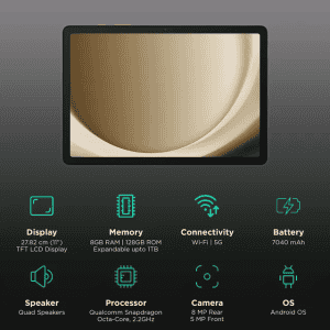 Samsung Galaxy Tab A9+ 5G | 8 GB | 128 GB | 11.0 Inch | Wi Fi+5G | Silver | SM-X216BZSEINS