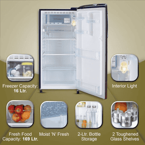 LG 185 L 3 Star Direct-Cool Single Door Refrigerator | GL-B201ABPD | Blue Plumeria
