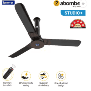 Atomberg Studio+ Ceiling Fan | 5 Star | 1200 mm | BLDC Motor with Remote | 3 Blade | Earth Brown
