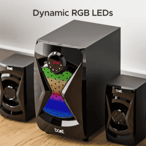 boAt | Blitz 1500 Pro with Dynamic RGB LEDs | EQ Modes & Master Remote Control 80 W Bluetooth Home Theatre   |  4.1 Channel | Space Black