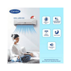 Carrier Flexicool Inverter Split AC | 1 Ton | 3 Star | convertible 6 - in-1 Cooling | Xline LED & Smart Energy Display | 2024 | I/D-12K XCEL LUMO EXI