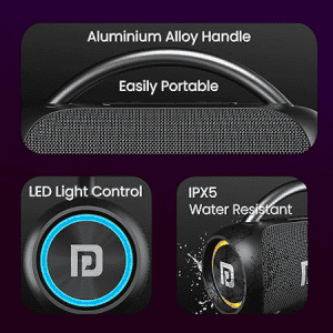 Portronics Bluetooth Portable Speaker | Radiant | 30W | Stereo Channel | Black | POR 2068