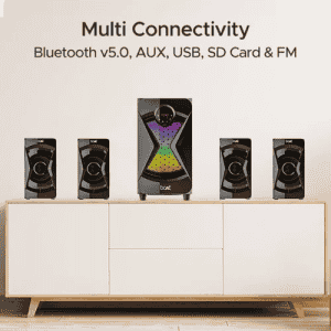 boAt | Blitz 1500 Pro with Dynamic RGB LEDs | EQ Modes & Master Remote Control 80 W Bluetooth Home Theatre   |  4.1 Channel | Space Black