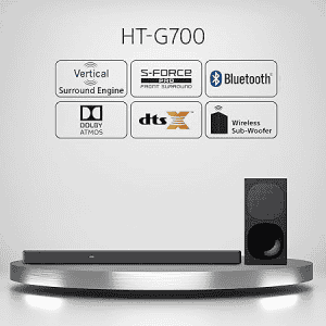 Sony Soundbar for TV with Wireless subwoofer | 3.1 CH | Dolby Atmos | Home Theater System | Black | HT G700