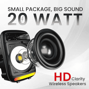 Portronics | Melomix | 20W  | Portable Bluetooth Speaker  | Karaoke Mic | RGB Light Modes | Black