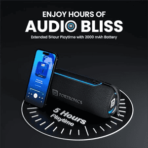Portronics Bluetooth Speaker | Resound | 215W | HD Sound with Mic | RGB Lights |  Stereo Channel | Black