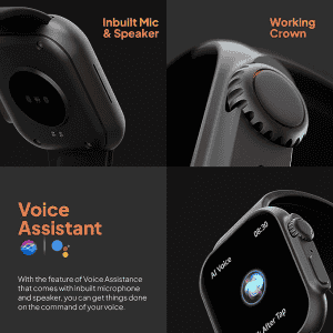 Fire-Boltt Gladiator 1.96" Biggest Display Smart Watch with Bluetooth Calling | Black