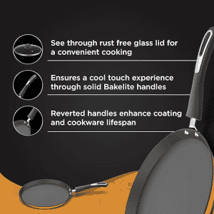 Preethi Dura Collection Non Stick Tawa | Gas & Induction Compatible | Turmeric Yellow