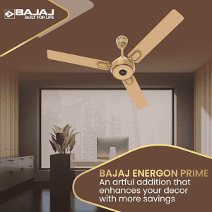 Bajaj  |  ENERGON PRIME BLDC AMBER | 1200Mm |  5 star | Remote Control |  Energyefficient Ceiling Fans  | Gold