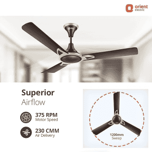 Orient |  Kiara AD | 1200mm  | 3 Blade | 1 Star | High Speed Ceiling Fan | Hickory Brown
