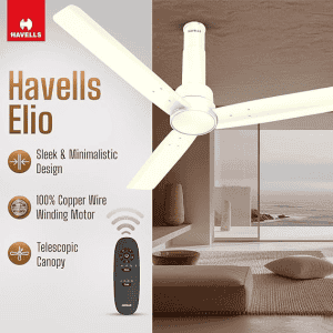 Havells Elio BLDC High Air Ceiling Fan | 1200 mm | Remote Controlled | 5 Star | Bianco