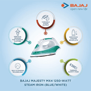 BAJAJ |  MX 4 Neo | 1250 W | 440509 |  Steam Iron | Blue/White