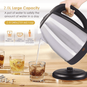 MR. BRAND | Stainless Steel Electric Kettle | Auto Shut Off  | Multipurpose Extra Large Cattle | 1.5 Liter | Black