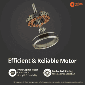 Orient Rapid Air Deco Ceiling Fan | 1200 mm | Ultra High Speed  | 3 Blade | Brown