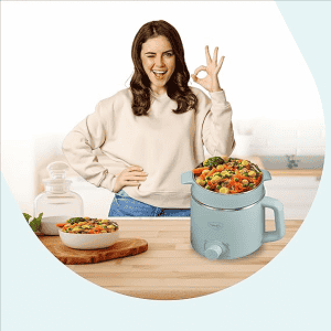 Pigeon |  Swift Multi-Cook | 1.5L |  Double Layered Stainless Steel Steamer With Glass Lid  Cook Kettle | Blue