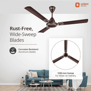 Orient Electric  |  Falcon 425 Deco | 1200 mm |  3 Blade | 1 Star | Ultra High Speed Ceiling Fan | Brown