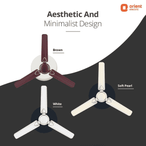 Orient Rapid Air Deco Ceiling Fan | 1200 mm | Ultra High Speed  | 3 Blade | Brown