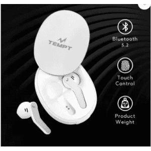 TEMPT Glider True Wireless Stereo with OxyAcoustics Pure Sound Technology Bluetooth Gaming Headset | White