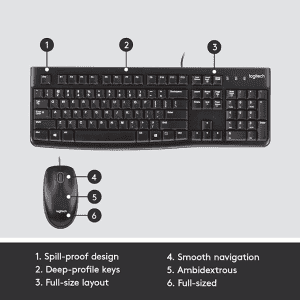 Logitech | Wired USB Keyboard and Mouse | Black | MK120