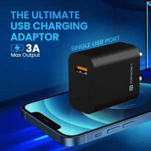 PORTRONICS ADAPTO ONE PLUS 18W CHARGER | POR 1350 | Black