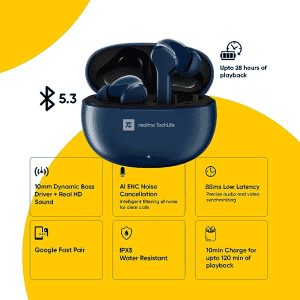 REALME TECHLIFE BUDS T100 TWS  | BLUE | RMA2109