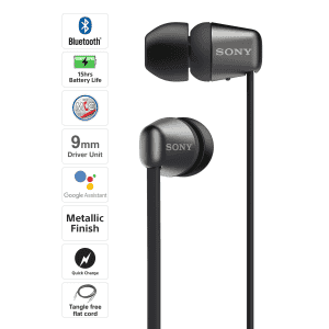 Sony Wireless in-Ear Headphones | WI-C310 | 15 Hours Battery Life | Black