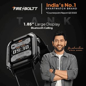 Fire-Boltt Tank 1.85 Outdoor Rugged Bluetooth Calling Smart Watch | Black