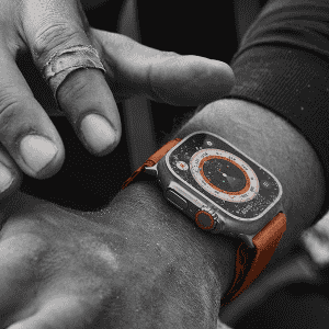 Apple Watch Ultra | GPS + Cellular 49 mm | Smart Watch w/Rugged Titanium Case & Orange Alpine Loop Medium